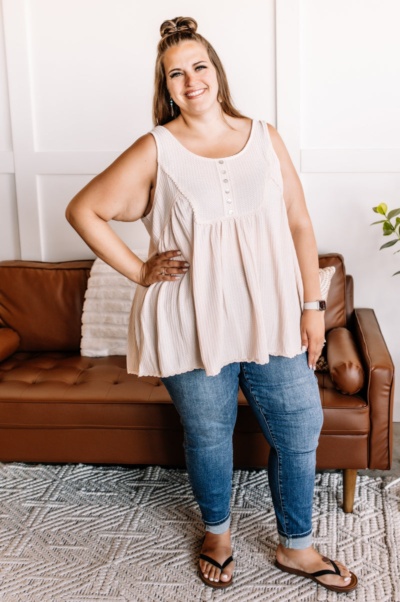 *Size L: Happy Together Babydoll Tank In Hazel